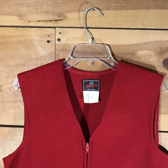 Vintage Johnson Woolen Mills Wool Vest Mens Size XSmall Cut #2080 Made USA Red - Picture 2 of 10